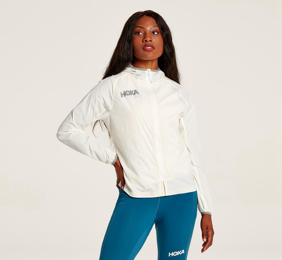 Dámske Bundy Hoka One One Sk - Full-Zip Wind - Biele 05798-JOPX